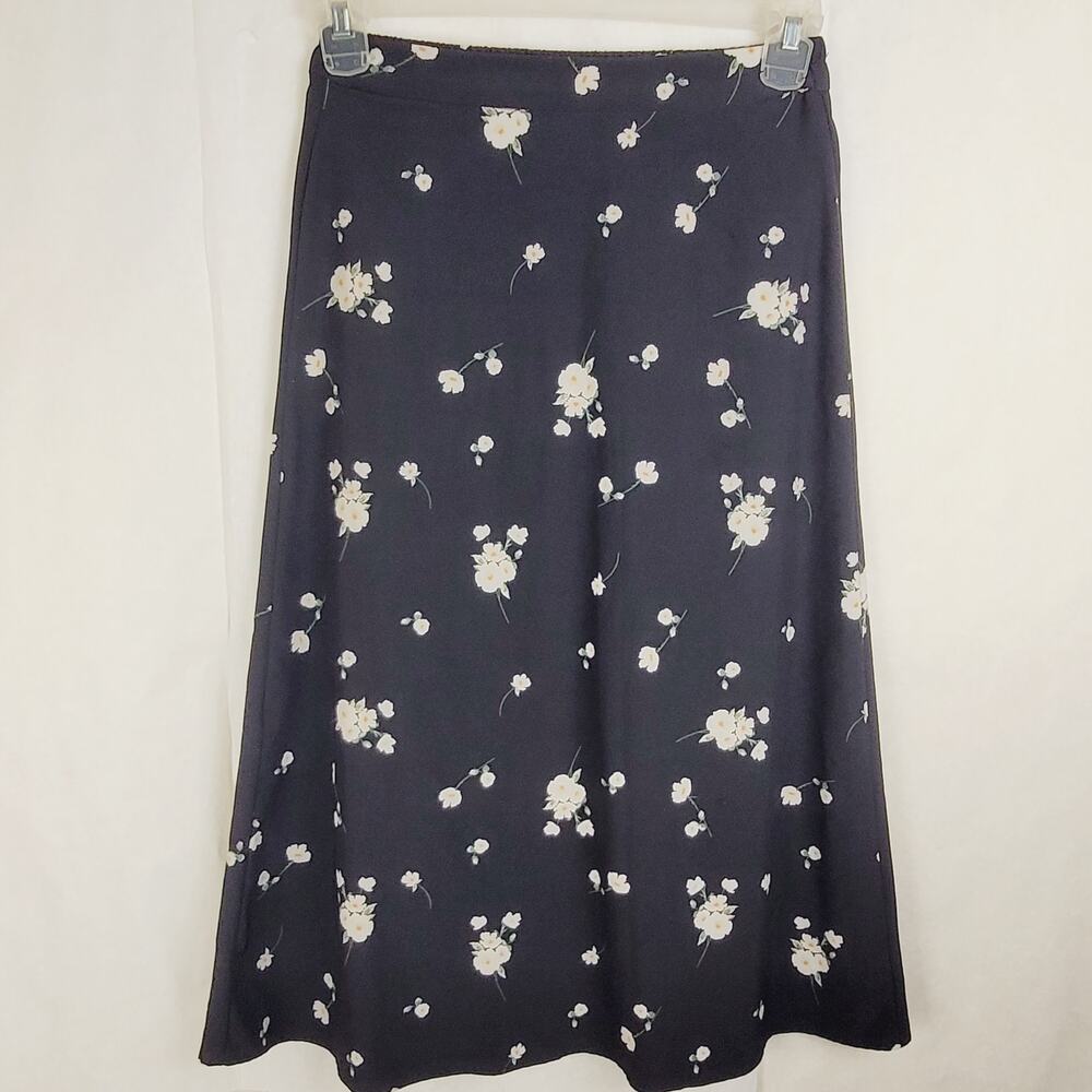 Elodie black dainty floral A line pull on midi skirt Size S Romantic Whimsigoth